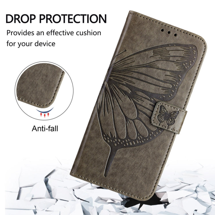 For Motorola Edge 50 Pro Embossed Butterfly Leather Phone Case(Grey) - Motorola Cases by buy2fix | Online Shopping UK | buy2fix