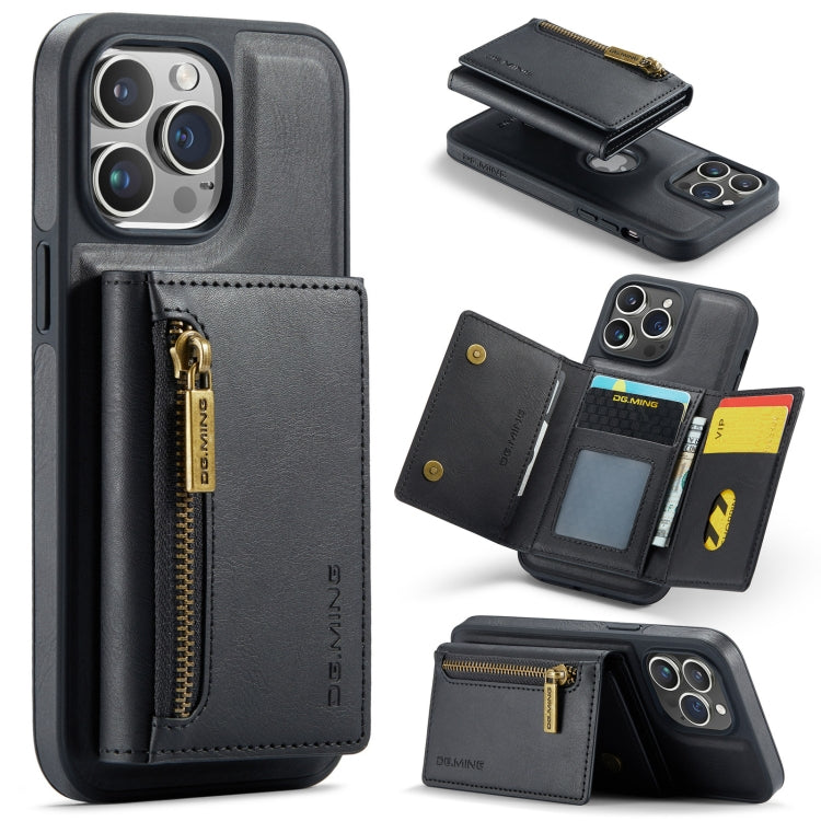 For iPhone 14 Pro Max DG.MING M5 Series Zip RFID Multi Card Detachable Leather Phone Case(Black) - iPhone 14 Pro Max Cases by DG.MING | Online Shopping UK | buy2fix