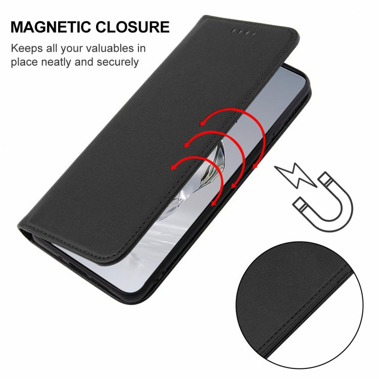 For OnePlus 12 Magnetic Closure Leather Phone Case(Black) - OnePlus Cases by buy2fix | Online Shopping UK | buy2fix