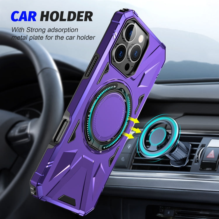 For iPhone 16 Pro MagSafe Magnetic Shockproof Phone Case with Ring Holder(Purple) - iPhone 16 Pro Cases by buy2fix | Online Shopping UK | buy2fix