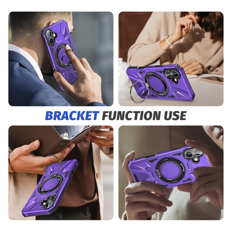 For iPhone 16 MagSafe Magnetic Shockproof Phone Case with Ring Holder(Purple) - iPhone 16 Cases by buy2fix | Online Shopping UK | buy2fix