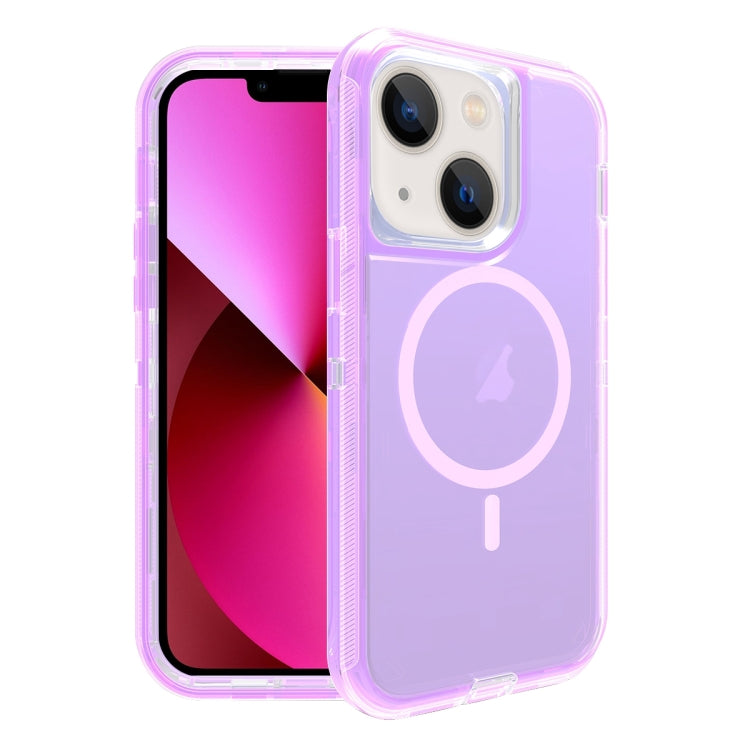 For iPhone 13 Shockproof MagSafe Magnetic Phone Case(Transparent Purple) - iPhone 13 Cases by buy2fix | Online Shopping UK | buy2fix