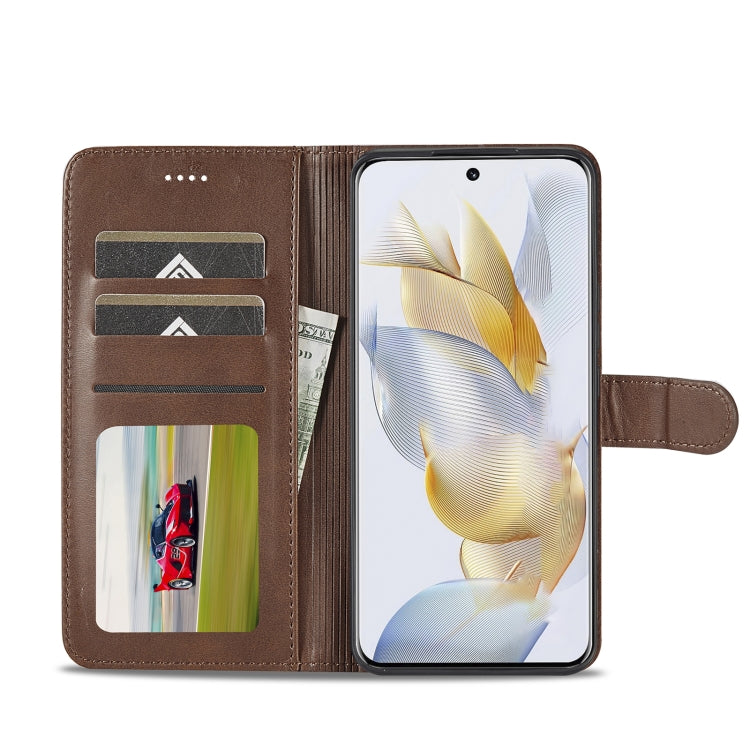 For Honor 90 LC.IMEEKE Calf Texture Leather Phone Case(Coffee) - Honor Cases by LC.IMEEKE | Online Shopping UK | buy2fix