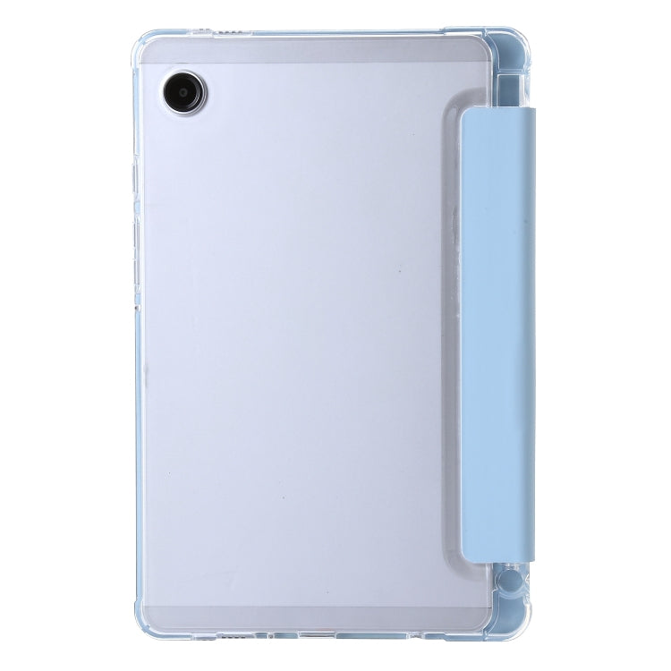 For Samsung Galaxy Tab A9 3-Fold Clear Acrylic Leather Tablet Case(Ice Blue) - Galaxy Tab A9 by buy2fix | Online Shopping UK | buy2fix