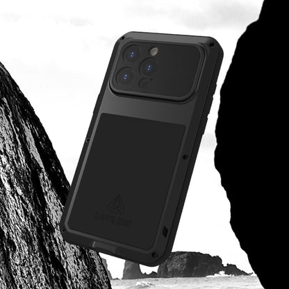 For iPhone 15 Pro Max LOVE MEI Metal Shockproof Life Waterproof Dustproof Phone Case(Black) - iPhone 15 Pro Max Cases by LOVE MEI | Online Shopping UK | buy2fix