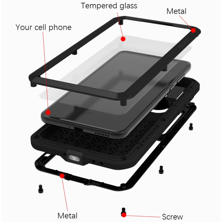 For Huawei Mate 60 Pro / 60 Pro+ LOVE MEI Metal Shockproof Life Waterproof Dustproof Phone Case(Black) - Huawei Cases by LOVE MEI | Online Shopping UK | buy2fix