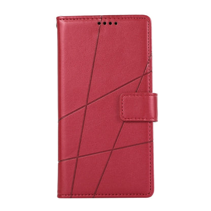 For iPhone 16 Pro PU Genuine Leather Texture Embossed Line Phone Case(Red) - iPhone 16 Pro Cases by buy2fix | Online Shopping UK | buy2fix