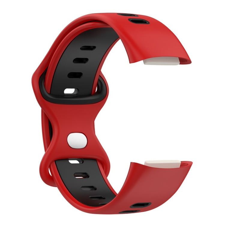 For Fitbit Charge 6 Two Color Silicone Watch Band(Red Black) - Watch Bands by buy2fix | Online Shopping UK | buy2fix