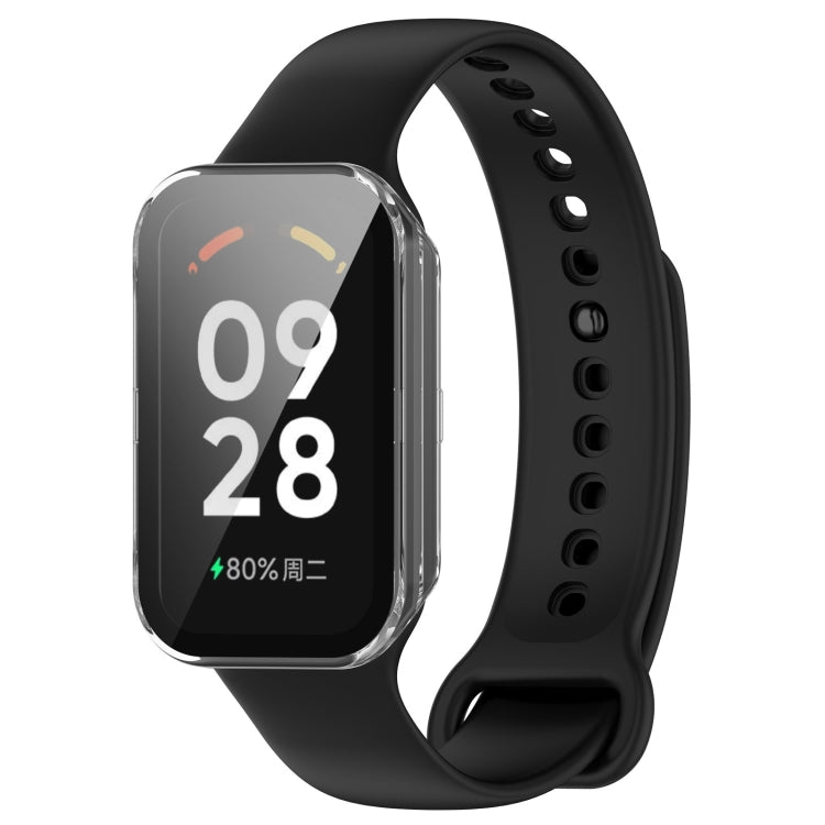 For Xiaomi Smart Band 8 Active / Redmi Band 2 PC + Tempered Film Integrated Watch Protective Case(Transparent White) - Watch Cases by buy2fix | Online Shopping UK | buy2fix