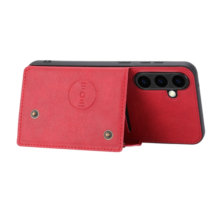 For Samsung Galaxy S23 FE 5G Double Buckle Card Slots Magnetic Phone Case(Red) - Galaxy S23 FE 5G Cases by buy2fix | Online Shopping UK | buy2fix