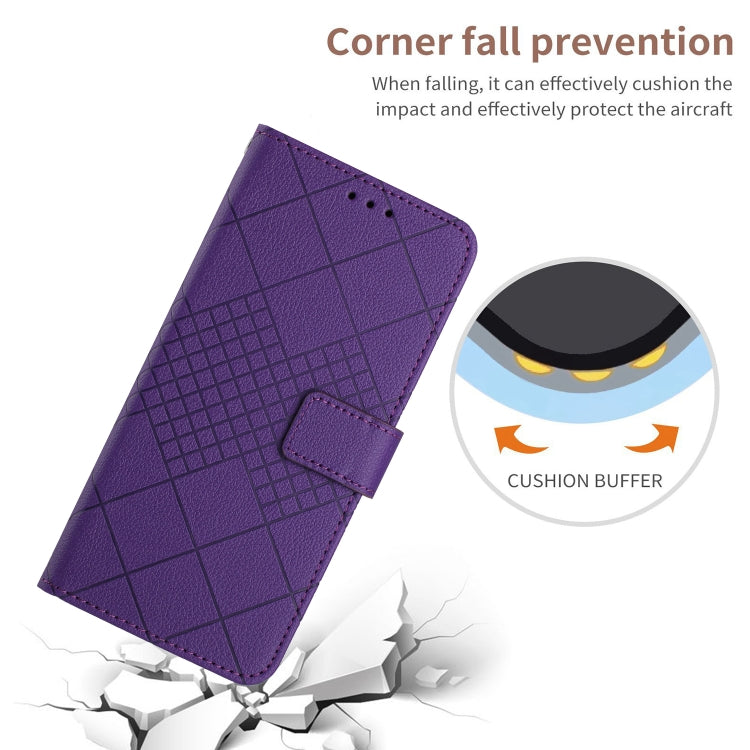 For iPhone 16 Pro Max Rhombic Grid Texture Leather Phone Case(Purple) - iPhone 16 Pro Max Cases by buy2fix | Online Shopping UK | buy2fix