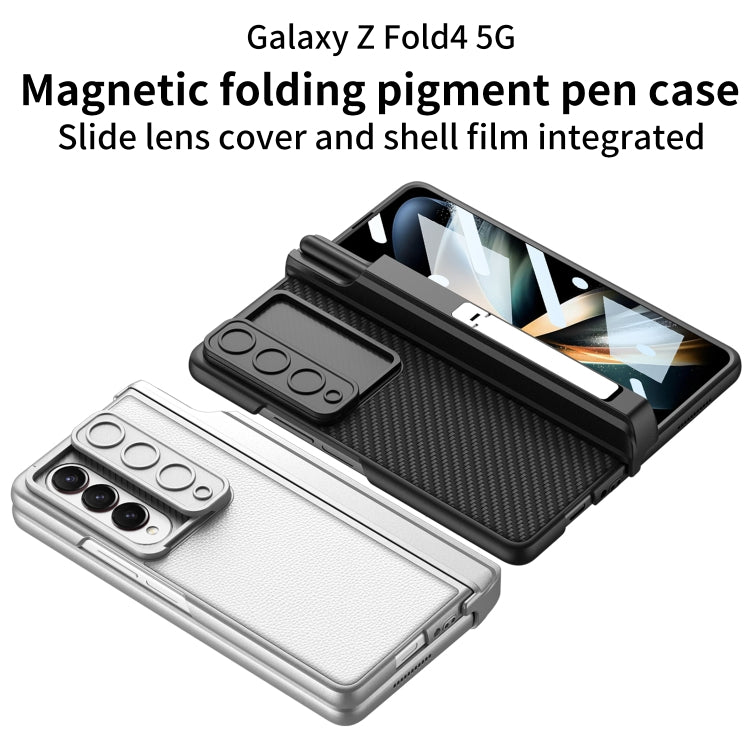 For Samsung Galaxy Z Fold4 GKK Magnetic Hinge Flip Leather Phone Case with Holder(Carbon Fiber) - Galaxy Z Fold4 5G Cases by GKK | Online Shopping UK | buy2fix