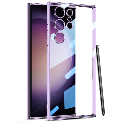 For Samsung Galaxy S24 Ultra GKK Plating Transparent TPU Phone Case, Without pen(Purple) - Galaxy S24 Ultra 5G Cases by GKK | Online Shopping UK | buy2fix