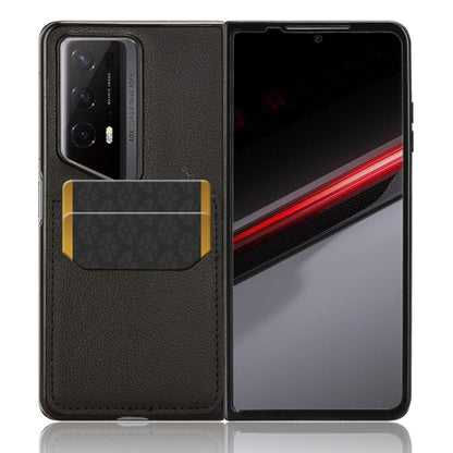 For Honor Magic V2 RSR Porsche Design Litchi Texture Card Slots Back Cover Phone Case(Black) - Honor Cases by buy2fix | Online Shopping UK | buy2fix