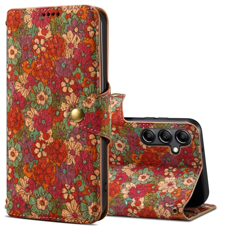 For Samsung Galaxy S24 5G Denior Flower Language Series Cork Fabric Oil Edge Leather Phone Case(Summer) - Galaxy S24 5G Cases by Denior | Online Shopping UK | buy2fix