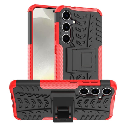 For Samsung Galaxy S24+ Tire Texture TPU + PC Phone Case with Holder(Red) - Galaxy S24+ 5G Cases by buy2fix | Online Shopping UK | buy2fix