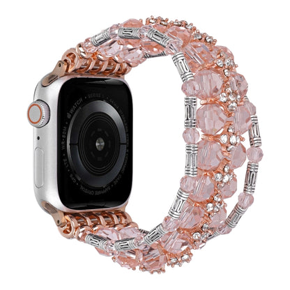 For Apple Watch SE 2023 44mm Beaded Diamond Bracelet Watch Band(Pink) - Watch Bands by buy2fix | Online Shopping UK | buy2fix