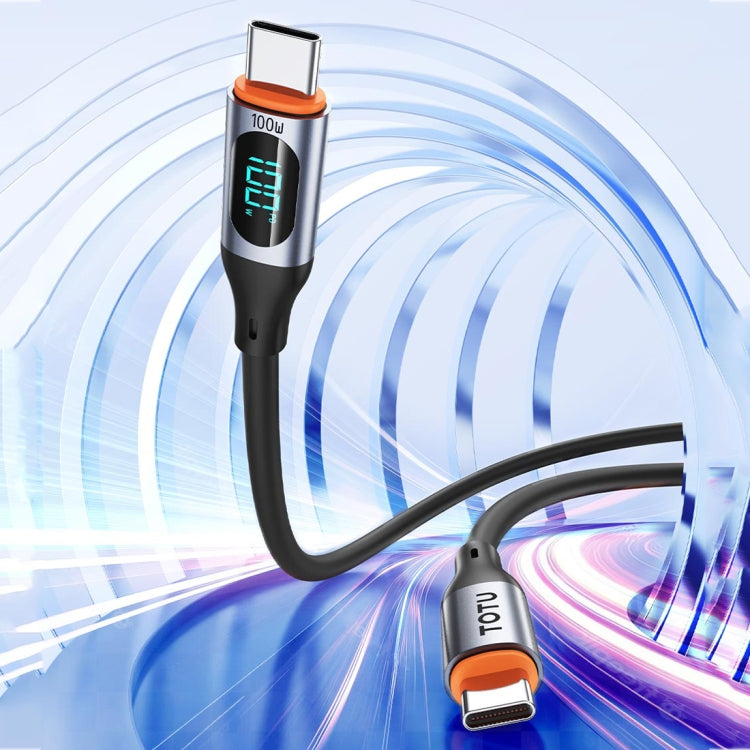 TOTU CB-7-CC 100W USB-C / Type-C to Type-C Digital Display Fast Charging Silicone Cable, Length: 1m(Orange) - USB-C & Type-C Cable by TOTUDESIGN | Online Shopping UK | buy2fix