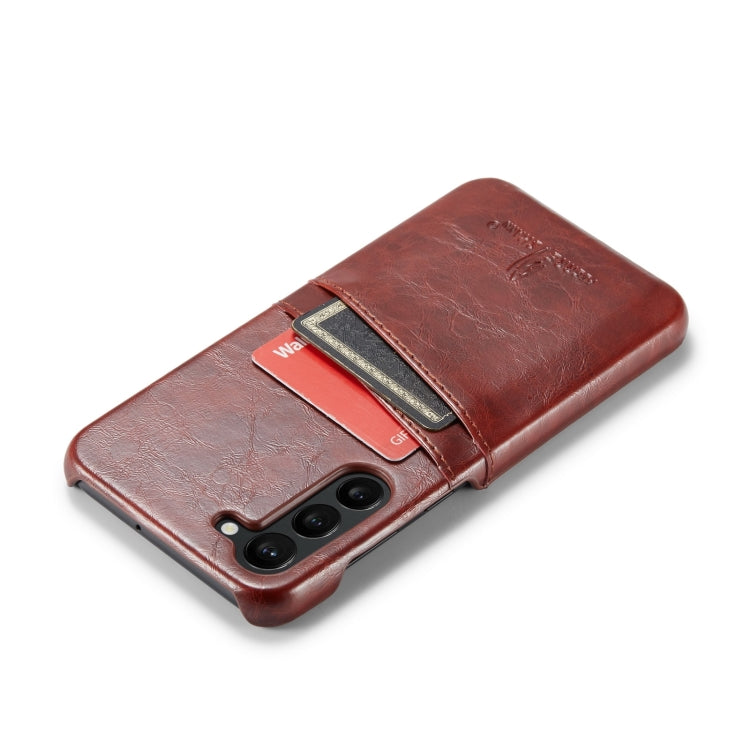 For Samsung Galaxy S24+ 5G Fierre Shann Oil Wax Texture Leather Phone Case with Card Slots(Brown) - Galaxy S24+ 5G Cases by FIERRE SHANN | Online Shopping UK | buy2fix