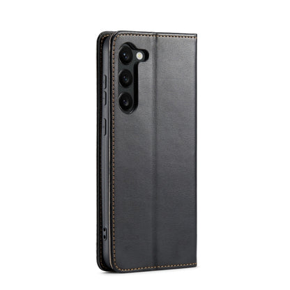 For Samsung Galaxy S24+ 5G Fierre Shann PU Genuine Leather Texture Phone Case(Black) - Galaxy S24+ 5G Cases by FIERRE SHANN | Online Shopping UK | buy2fix