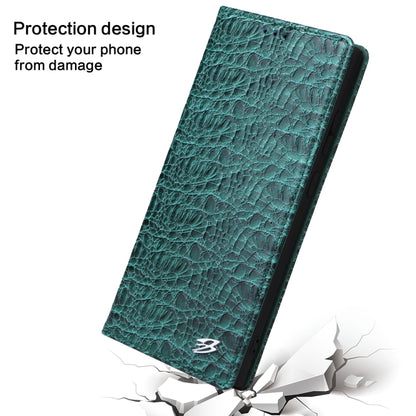 For Samsung Galaxy S24 Ultra 5G Fierre Shann Crocodile Texture Magnetic Genuine Leather Phone Case(Green) - Galaxy S24 Ultra 5G Cases by FIERRE SHANN | Online Shopping UK | buy2fix