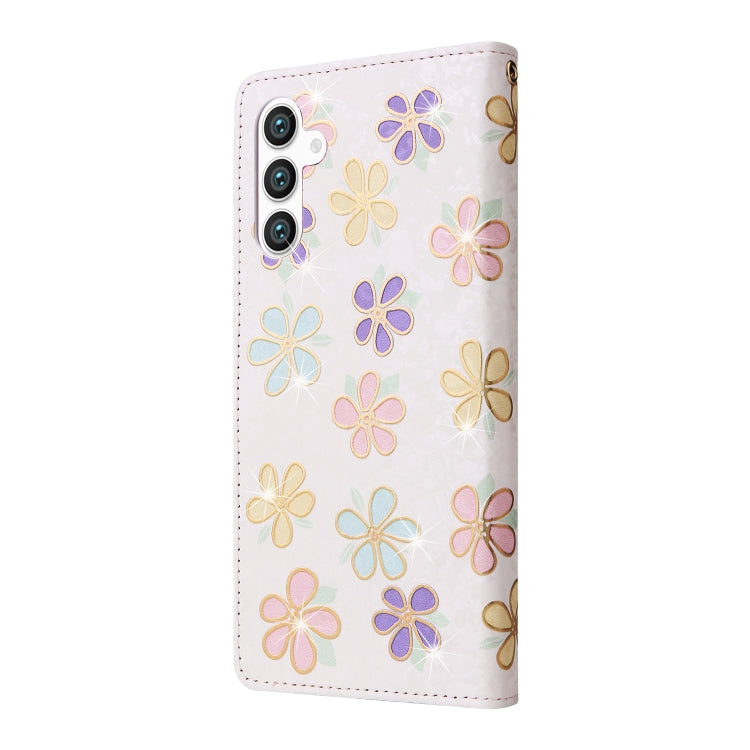 For Samsung Galaxy S24 5G Bronzing Painting RFID Leather Case(Bloosoming Flower) - Galaxy S24 5G Cases by buy2fix | Online Shopping UK | buy2fix
