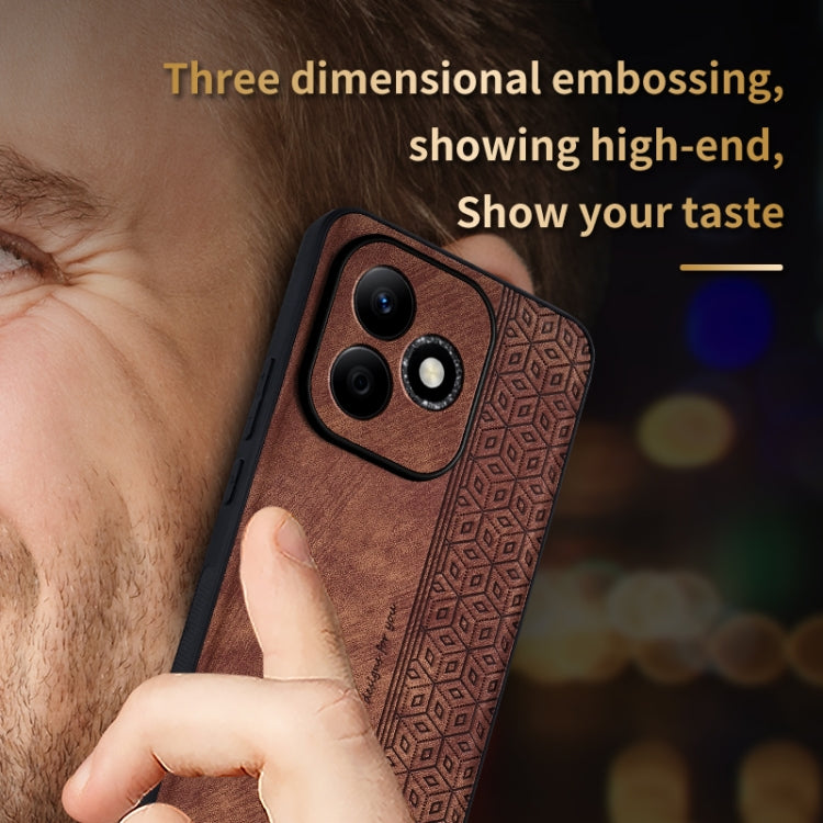 For Honor X60i AZNS 3D Embossed Skin Feel Phone Case(Brown) - Honor Cases by AZNS | Online Shopping UK | buy2fix