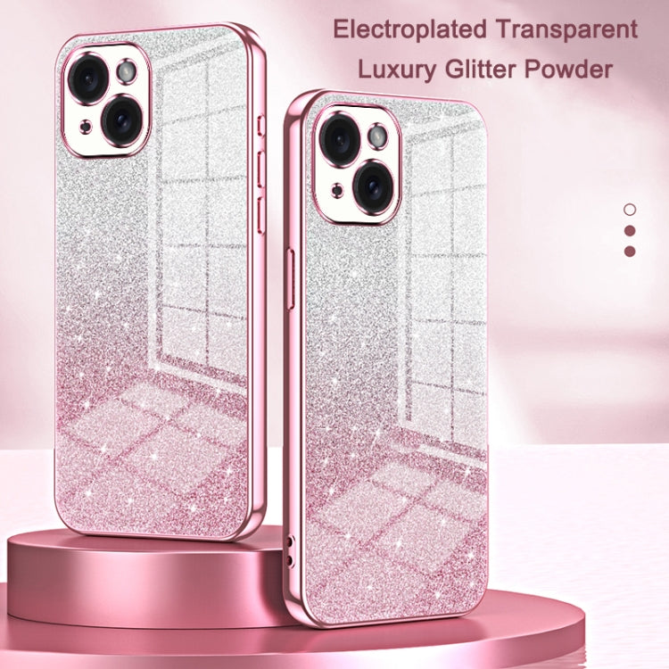 For iPhone 16 Pro Gradient Glitter Powder Electroplated Phone Case(Transparent) - iPhone 16 Pro Cases by buy2fix | Online Shopping UK | buy2fix