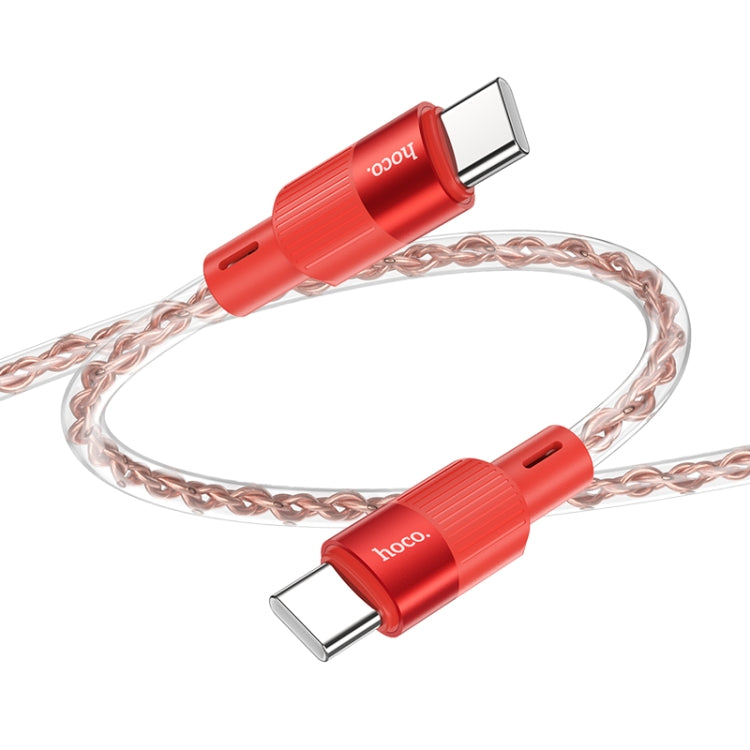 hoco X99 Crystal Junction 60W USB-C / Type-C to USB-C / Type-C Silicone Charging Data Cable, Length:1m(Red) - USB-C & Type-C Cable by hoco | Online Shopping UK | buy2fix