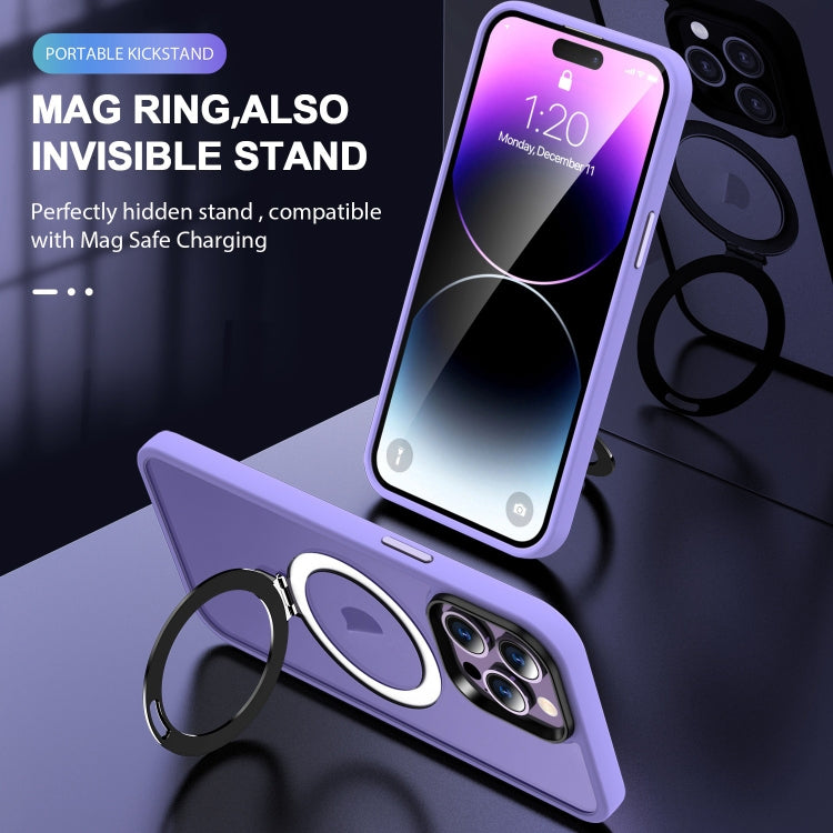 For iPhone 15 Plus MagSafe Holder Skin-feel PC Hybrid TPU Phone Case(Purple) - iPhone 15 Plus Cases by buy2fix | Online Shopping UK | buy2fix