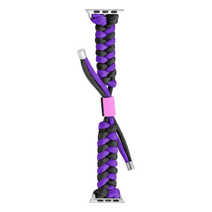 For Apple Watch Ultra 2 49mm Paracord Fishtail Braided Silicone Bead Watch Band(Black Purple) - Watch Bands by buy2fix | Online Shopping UK | buy2fix