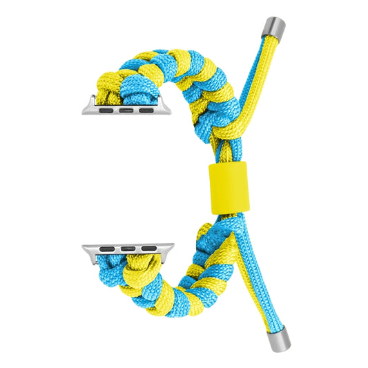 For Apple Watch Ultra 49mm Paracord Fishtail Braided Silicone Bead Watch Band(Light Blue Yellow) - Watch Bands by buy2fix | Online Shopping UK | buy2fix