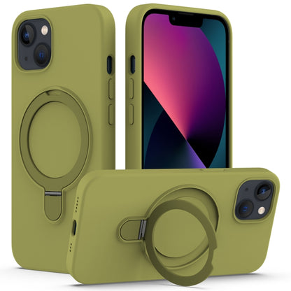 For iPhone 15 Plus MagSafe Magnetic Liquid Silicone Phone Case with Ring Holder(Willow Green) - iPhone 15 Plus Cases by buy2fix | Online Shopping UK | buy2fix