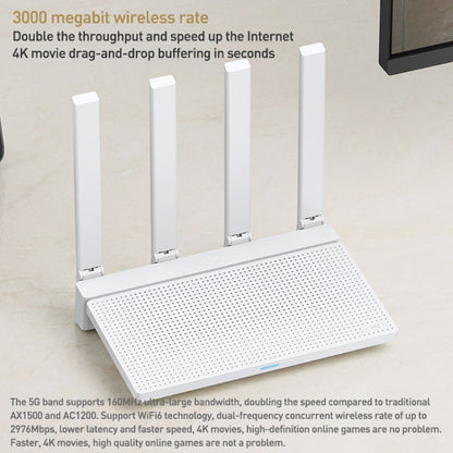 Original Xiaomi AX3000T 2.4GHz/5GHz Dual-band 1.3GHz CPU Router Supports NFC Connection, US Plug(White) - Wireless Routers by Xiaomi | Online Shopping UK | buy2fix