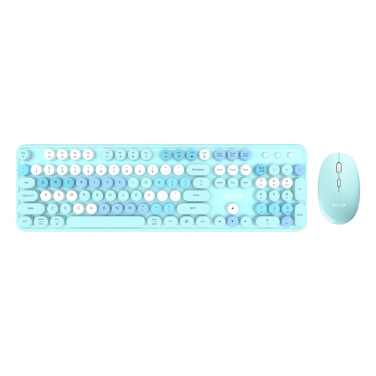 AULA AC306 104 Keys Retro Wireless Keyboard + Mouse Combo Set(Blue Colorful) - Wireless Keyboard by AULA | Online Shopping UK | buy2fix