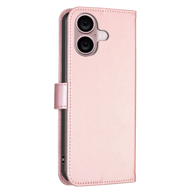 For iPhone 16 Plus Four-leaf Embossed Leather Phone Case(Pink) - iPhone 16 Plus Cases by buy2fix | Online Shopping UK | buy2fix