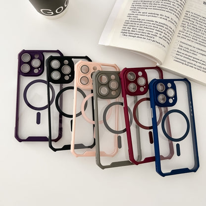 For iPhone 11 Pro Max Colorful Two-Color Lens Film MagSafe Magnetic Horn Acrylic+TPU Case(Black) - iPhone 11 Pro Max Cases by buy2fix | Online Shopping UK | buy2fix