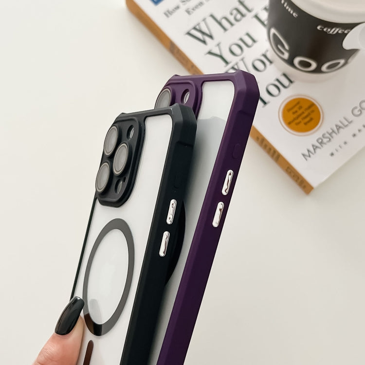 For iPhone 11 Pro Max Colorful Two-Color Lens Film MagSafe Magnetic Horn Acrylic+TPU Case(Black) - iPhone 11 Pro Max Cases by buy2fix | Online Shopping UK | buy2fix