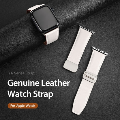 For Apple Watch SE 2023 40mm DUX DUCIS YA Series Magnetic Buckle Genuine Leather Watch Band(White) - Watch Bands by DUX DUCIS | Online Shopping UK | buy2fix