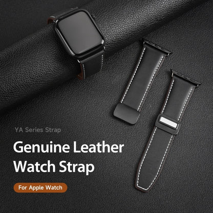 For Apple Watch Series 9 41mm DUX DUCIS YA Series Magnetic Buckle Genuine Leather Watch Band(Black) - Watch Bands by DUX DUCIS | Online Shopping UK | buy2fix