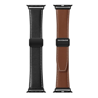 For Apple Watch Ultra 49mm DUX DUCIS YA Series Magnetic Buckle Genuine Leather Watch Band(Black) - Watch Bands by DUX DUCIS | Online Shopping UK | buy2fix