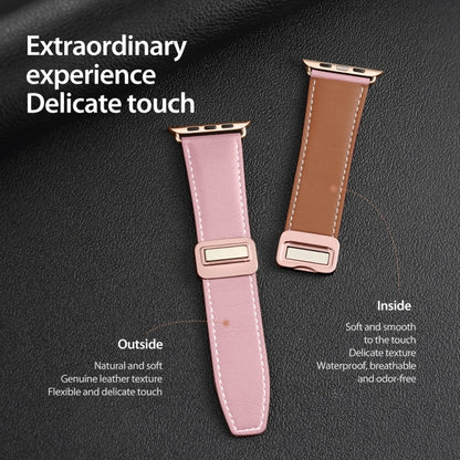 For Apple Watch Series 8 41mm DUX DUCIS YA Series Magnetic Buckle Genuine Leather Watch Band(Pink) - Watch Bands by DUX DUCIS | Online Shopping UK | buy2fix