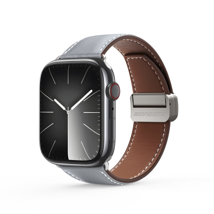 For Apple Watch Series 4 40mm DUX DUCIS YA Series Magnetic Buckle Genuine Leather Watch Band(Grey) - Watch Bands by DUX DUCIS | Online Shopping UK | buy2fix