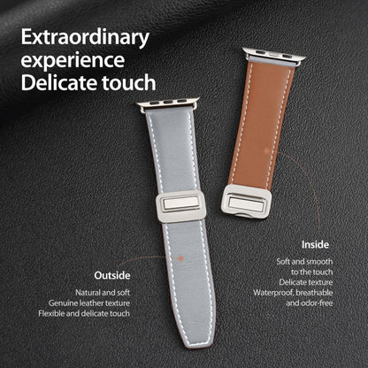 For Apple Watch Series 4 40mm DUX DUCIS YA Series Magnetic Buckle Genuine Leather Watch Band(Grey) - Watch Bands by DUX DUCIS | Online Shopping UK | buy2fix