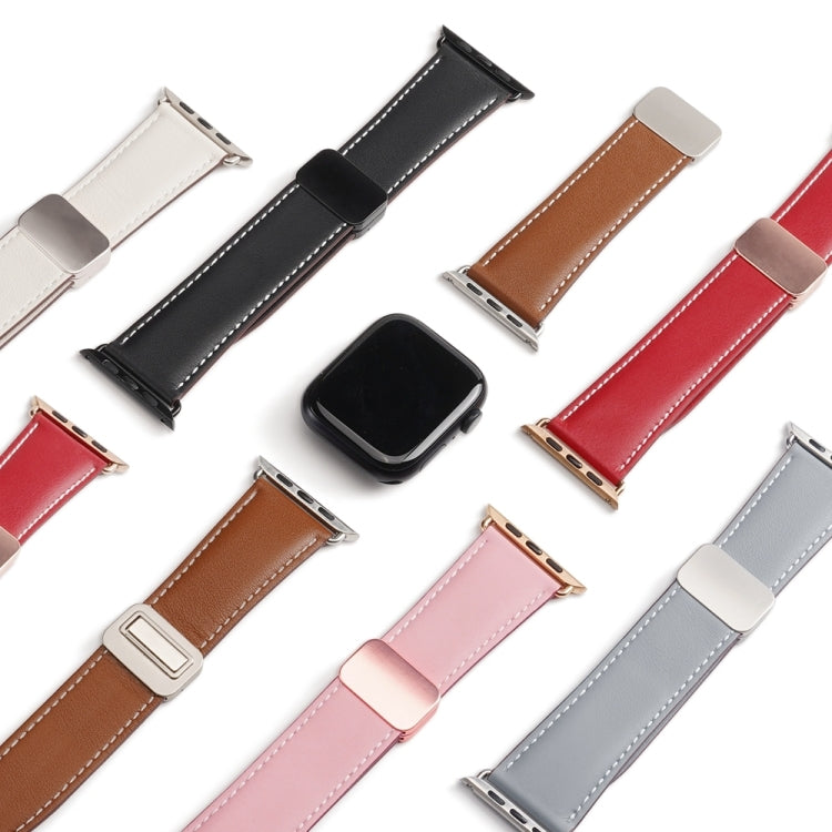 For Apple Watch Series 6 40mm DUX DUCIS YA Series Magnetic Buckle Genuine Leather Watch Band(White) - Watch Bands by DUX DUCIS | Online Shopping UK | buy2fix