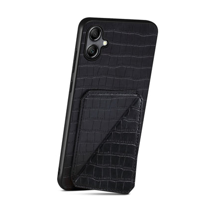 For Samsung Galaxy A05s Denior Imitation Crocodile Leather Back Phone Case with Holder(Black) - Galaxy Phone Cases by Denior | Online Shopping UK | buy2fix