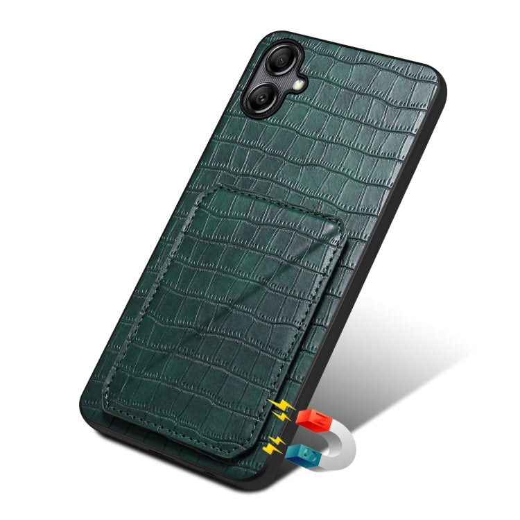 For Samsung Galaxy A23 4G /5G Denior Imitation Crocodile Leather Back Phone Case with Holder(Green) - Galaxy Phone Cases by Denior | Online Shopping UK | buy2fix