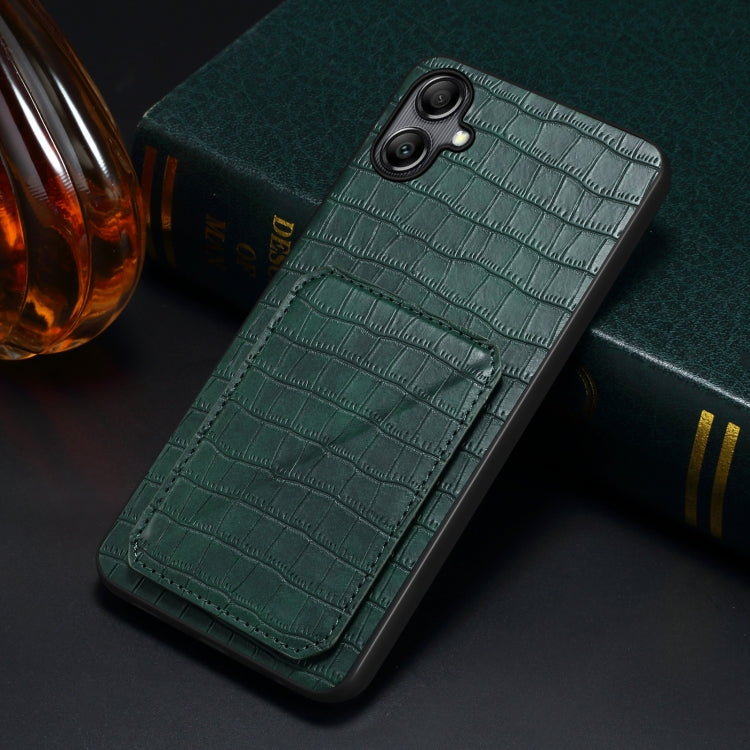 For Samsung Galaxy A23 4G /5G Denior Imitation Crocodile Leather Back Phone Case with Holder(Green) - Galaxy Phone Cases by Denior | Online Shopping UK | buy2fix