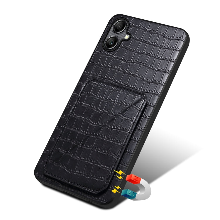 For Samsung Galaxy A24 4G Denior Imitation Crocodile Leather Back Phone Case with Holder(Black) - Galaxy Phone Cases by Denior | Online Shopping UK | buy2fix