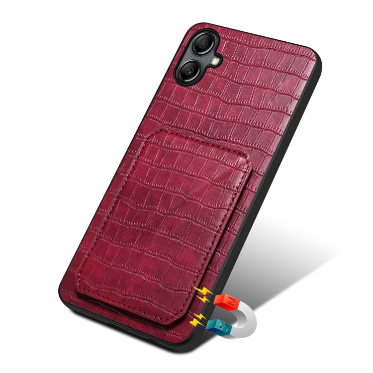 For Samsung Galaxy A70 Denior Imitation Crocodile Leather Back Phone Case with Holder(Rose Red) - Galaxy Phone Cases by Denior | Online Shopping UK | buy2fix